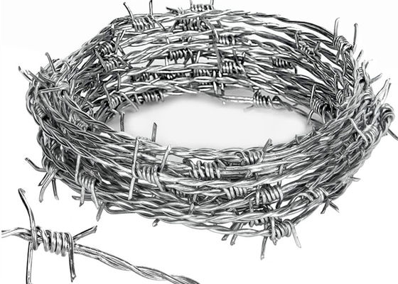 Hot Dip Galvanized Iron Barbed Wire 3.4mm For Farm Fencing /  Protection